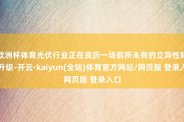 欧洲杯体育光伏行业正在资历一场前所未有的立异性转型升级-开云·kaiyun(全站)体育官方网站/网页版 登录入口