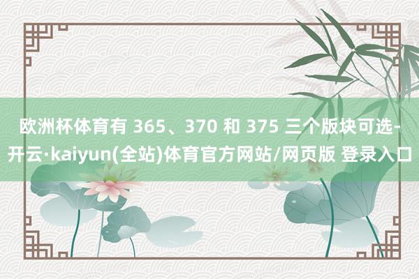 欧洲杯体育有 365、370 和 375 三个版块可选-开云·kaiyun(全站)体育官方网站/网页版 登录入口